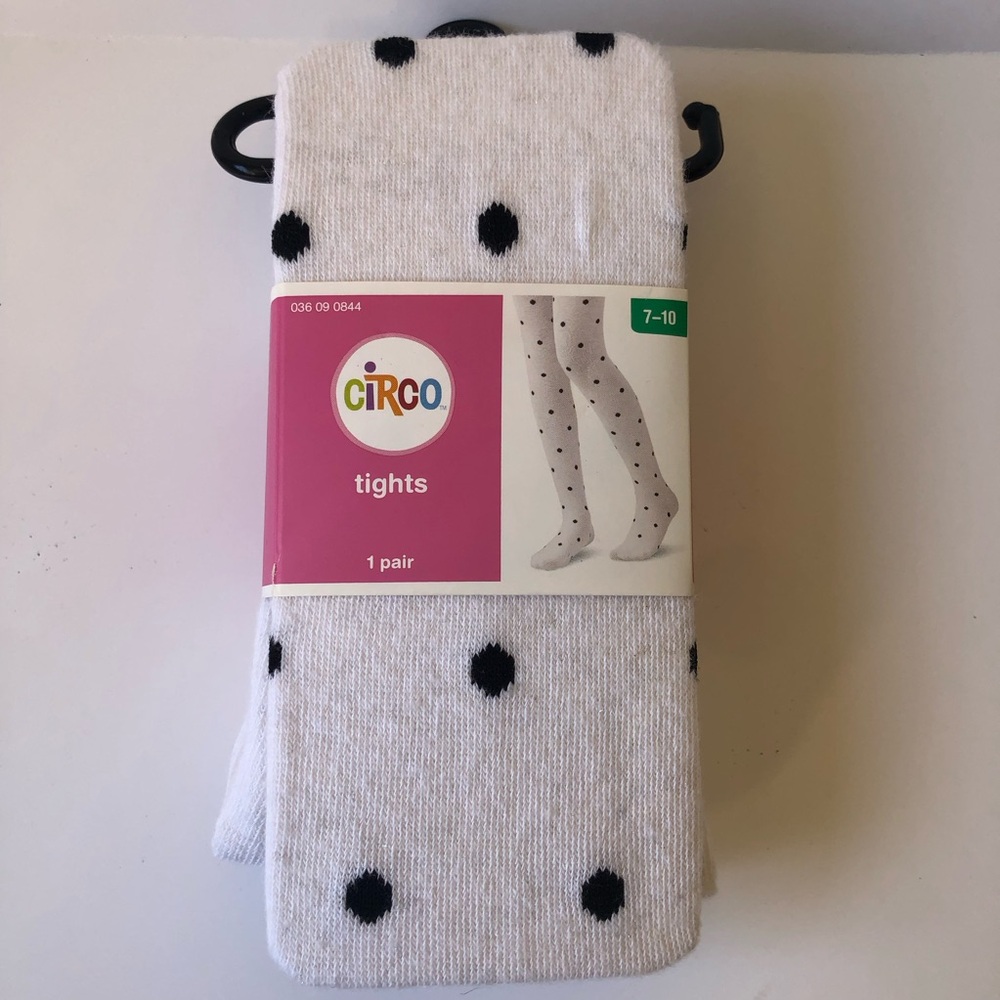 Circo White and Black Polka Dot Tights